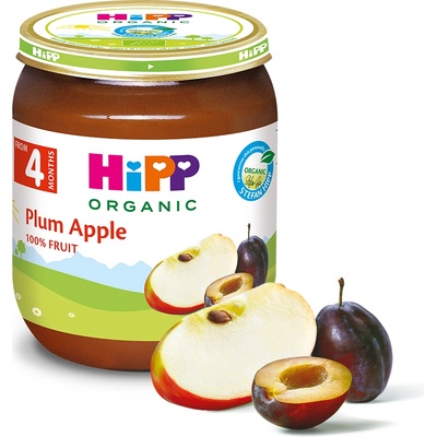 Hipp Био пюре Сливи и ябълки 4м+ 125г