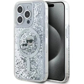 KARL LAGERFELD Калъф Karl Lagerfeld Liquid Glitter Karl & Choupette Head Magsafe за iPhone 15 Pro Max - прозрачен (3666339285470)