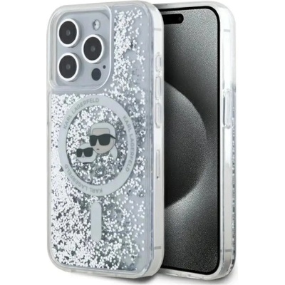 KARL LAGERFELD Калъф Karl Lagerfeld Liquid Glitter Karl & Choupette Head Magsafe за iPhone 15 Pro Max - прозрачен (3666339285470)