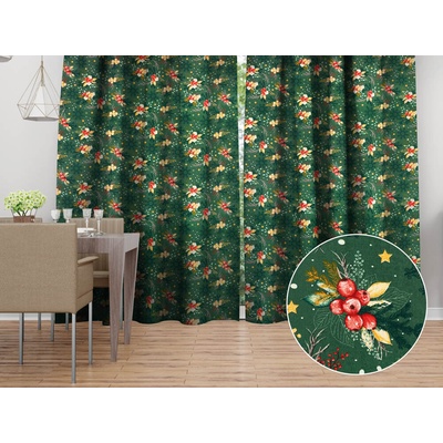 Biante Bavlněný závěs Sandra SA-713 Vánoční cesmíny na zeleném 150x240 cm