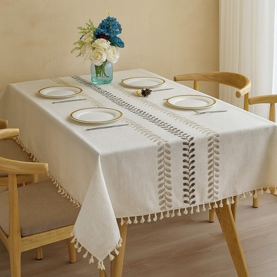 Evenit Boho štýl vyšívaný obrus natur 95 biela Bavlna 140x220 cm