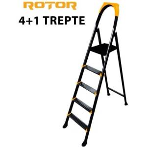 ROTOR Сгъваема метална стълба rotor - домакинска, стабилна, 3+1 до 6+1 стъпала 4+1 (15241)