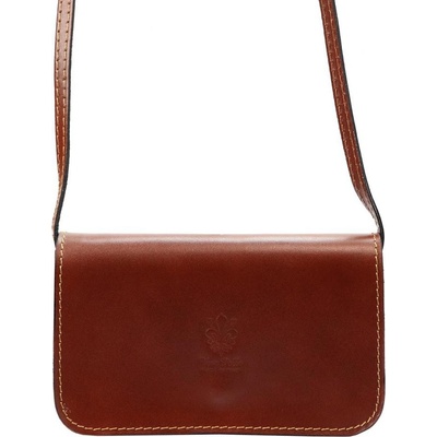 Vera Pelle kožená malá dámska pozdĺžna crossbody kabelka hnedá