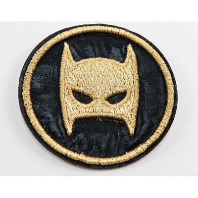 Nažehľovacia záplata - maska Batman - priemer 7 cm - tmavo zlatá, čierna