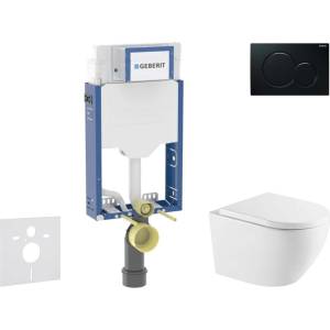 Geberit Kombifix - Комплект за стенен монтаж, тоалетна Oudee и седалка с меко затваряне, бутон Sigma01, черен SANI15CA5160 (SANI15CA5160)
