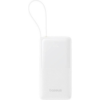Baseus Външна батерия 10000 mAh с вграден USB-C кабел и 1xUSB-C, 1xUSB-A портове - Baseus Bipow 2 Digital Display Power Bank With USB-C Cable 20W 10000mAh (бял) (P10077101213-00)