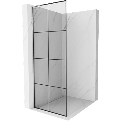 Mexen Kioto L стена за душ Walk-in 90 x 200 см, черна решетка, хром - 800-090-103-01-77 (800-090-103-01-77)