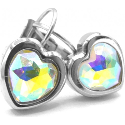 Steel Jewelry náušnice srdce duhové z chirurgické oceli NS220112