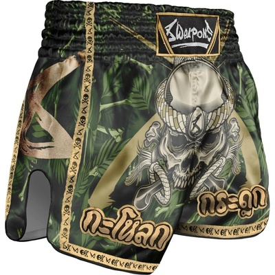 8 Weapons Muay Thai šortky Bone Island Olive/Gold