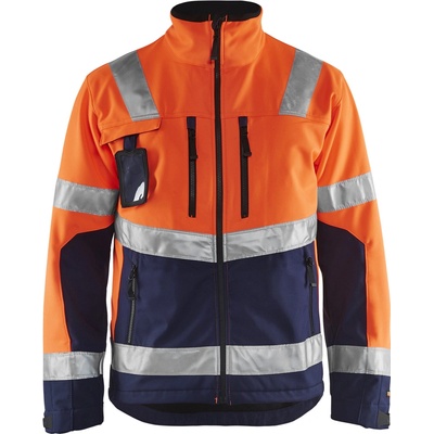 Blåkläder AB 4900 softshellová výstražná bunda oranžová/námornická modrá