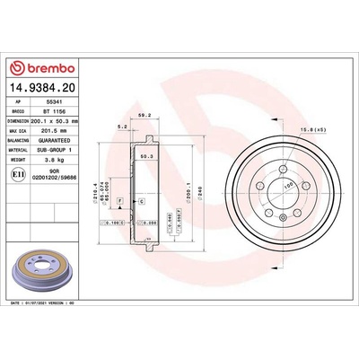 Brzdový buben BREMBO 14.9384.20 – Hledejceny.cz