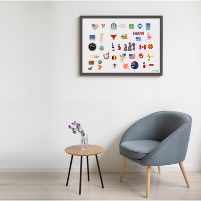 Toptabule.sk TBNMBR Biela tabuľa na magnetky v drevenom šedom ráme 90 x 60 cm