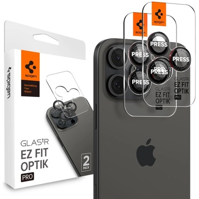 Spigen Протектор с камера за iPhone 14 Pro / Pro Max / 15 Pro / Pro Max / 16 Pro / Pro Max (комплект 2) - Spigen Glas. tR Optik EZ Fit Pro - Черен