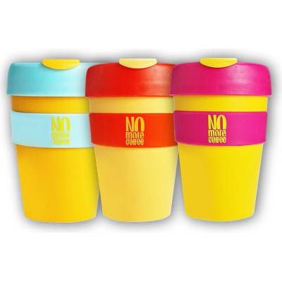 Ostrovit No More Coffee Mug 340ml hrnek se šroubovacím víčkem žluto modrý