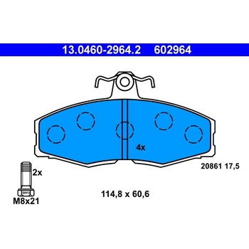 ATE Sada brzdových platničiek kotúčovej brzdy 13046029642