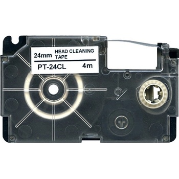 Pro Casio Casio XR-24CL, 24mm x 4m, черен печат / бял фон, чистене съвместима лента (XR-24CL)