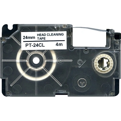 Compatible Casio XR-24CL, 24mm x 4m, черен печат / бял фон, чистене съвместима лента (XR-24CL)