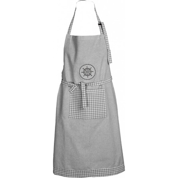 Forbyt Zástěra kuchyňská s kapsou kruh a káro šedá