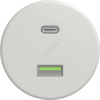 Image 1 of Reblig - ретро бяла керамична USB розетка A+C без рамка (RG0067)