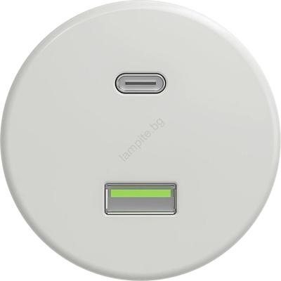 Reblig - ретро бяла керамична USB розетка A+C без рамка (RG0067)