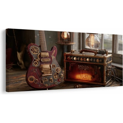Obraz vintage gitara so zosilňovačom