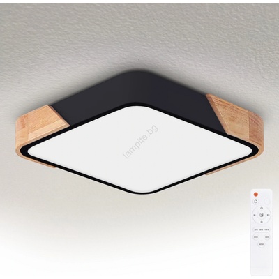 Brilagi - Димируемо LED осветително тяло PILANA LED/48W/230V дъб/черно 42x42 см + дистанционно управление (BG3070)