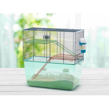 SAVIC Habitat Metro - Къща за хамстери, мини хамстери и джербили с купа за хранене и бутилка за вода, 51/26/52.5 см
