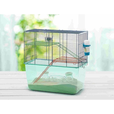 SAVIC Habitat Metro - Къща за хамстери, мини хамстери и джербили с купа за хранене и бутилка за вода, 51/26/52.5 см