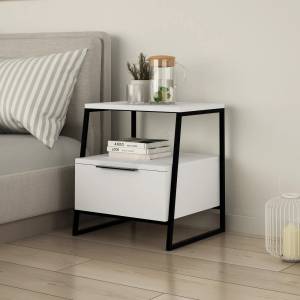 ASIR GROUP Нощно шкафче PAL 50x45 cм бяло/черно (AS0672)