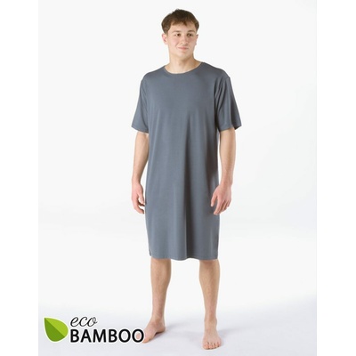 Gina pánské košile noční pánská krátký rukáv šité jednobarevné Bamboo 79206P tm. šedá