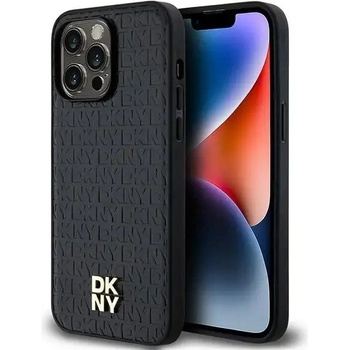 DKNY Кейс DKNY Leather Pattern Metal Logo MagSafe за iPhone 14 Pro, черен (3666339261498)