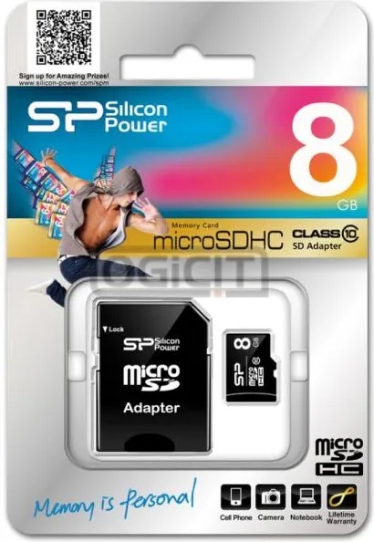 Silicon Power microSDHC 8GB C10 SP008GBSTH010V10SP