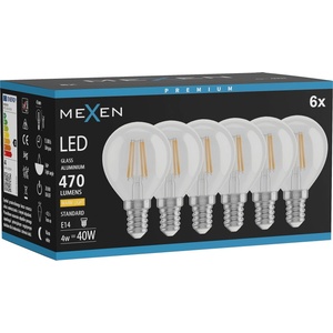 Mexen Vintis 6x крушка нажежаема LED E14, G45, 4W, Топла - 2700K, 470 lm, прозрачна (L156-E14-0427-00x06)