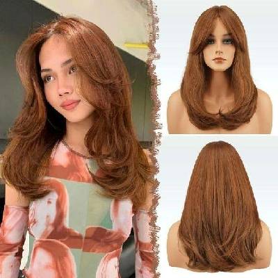 Feshfen Dlouhé paruky s ofinou, Balayage Blond vrstvená paruka pro ženy