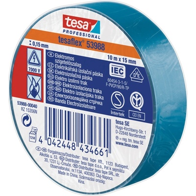 Tesa tape Tesa 53988 Elektroizolačná páska, PVC 10mm x 15m modrá