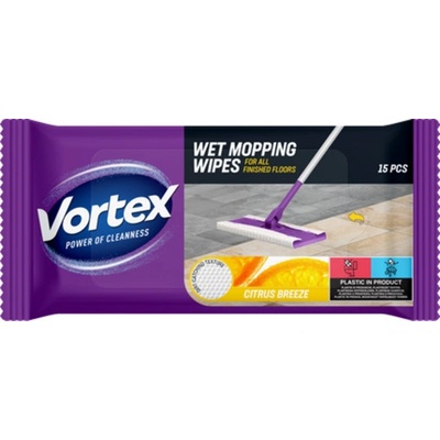 Vortex Vlhčené mopovací ubrousky citrusový vánek 15 ks