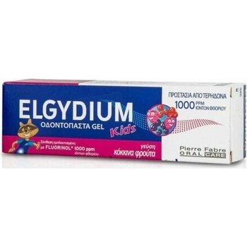 Pierre fabre dermatologie Детска паста за зъби - горски плодове, Elgydium Kids Red Berries 1000 ppm Toothpaste Gel 50 ml
