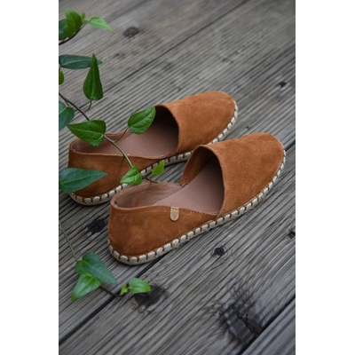 Verbenas Carmen kožené espadrilky hnědé
