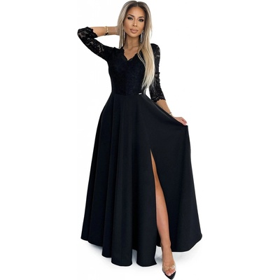 Amber čipkové maxi šaty 309-11 čierne