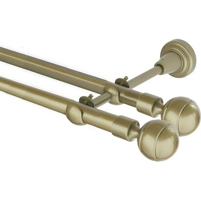 OK-GarnýžeCZ Garnýž kovová dvouřadá 16mm Paola double zlatá antik 440 cm do stěny / na tunýlek - bez kroužků