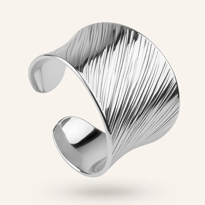 SilveAmo Stříbrný široký prsten tepaný Silver Silk K2.2073