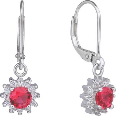 Bealio stříbrné náušnice VISACÍ rubín 03-11242-2511