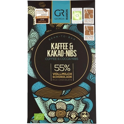 GR mléčná 55% káva a kakaové boby BIO 50 g