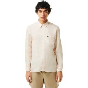 Lacoste Риза с дълъг ръкав Lacoste Men's Long Sleeve Patterned Shirt - White/Croissant