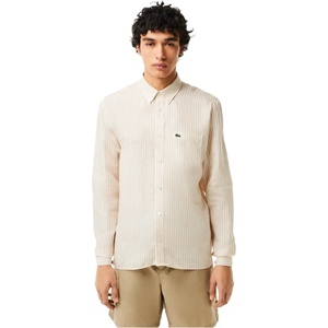 Lacoste Риза с дълъг ръкав Lacoste Men's Long Sleeve Patterned Shirt - White/Croissant
