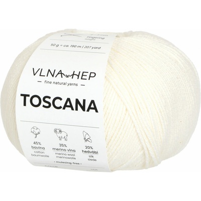 Vlna-hep Příze Toscana - jemná přírodní příze - bavlna, merino vlna, hedvábí Toscana: 142010 Bright White