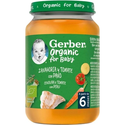 Gerber Organic Mrkev rajčata krůtí maso 6 x 190 g