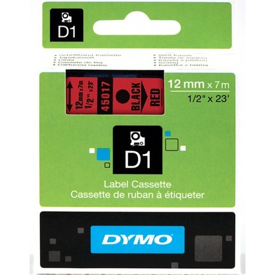Páska Dymo D1 12 mm černý tisk/červený podklad, 45017, S0720570