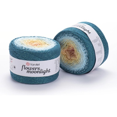 Yarn Art Příze Flowers Moonlight 3270 meruňková, žlutá, ledově tyrkysová, tmavě zelená