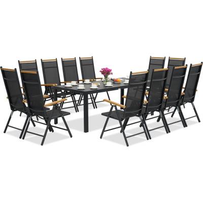 Garden Point Градинска мебел Verona Wood от алуминиева с голяма маса за 12 души Garden Point black (GAP1200SD-12)